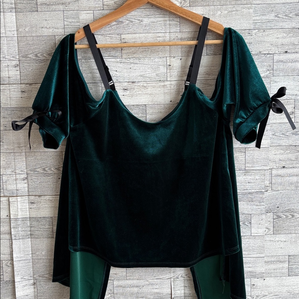 Velvet Green‎ shirt womens medium Flutter Sleeve whimsigoth fairy irish